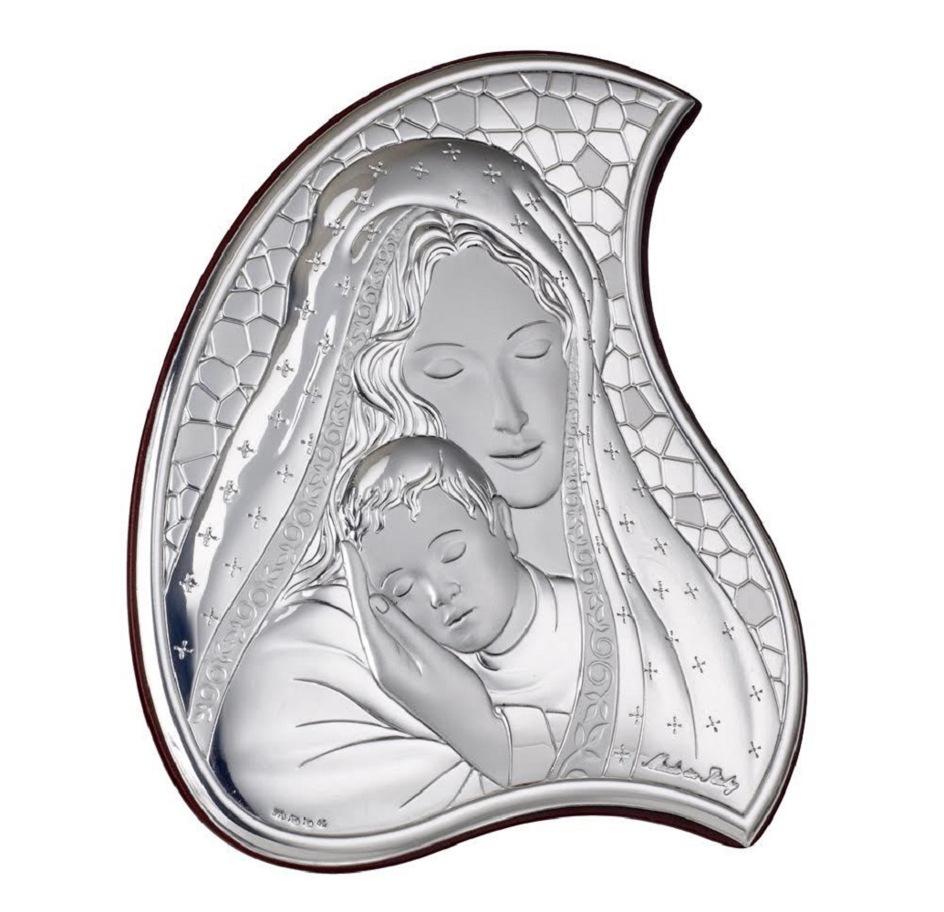 Mother And Child Icon Sterling Argento Silver